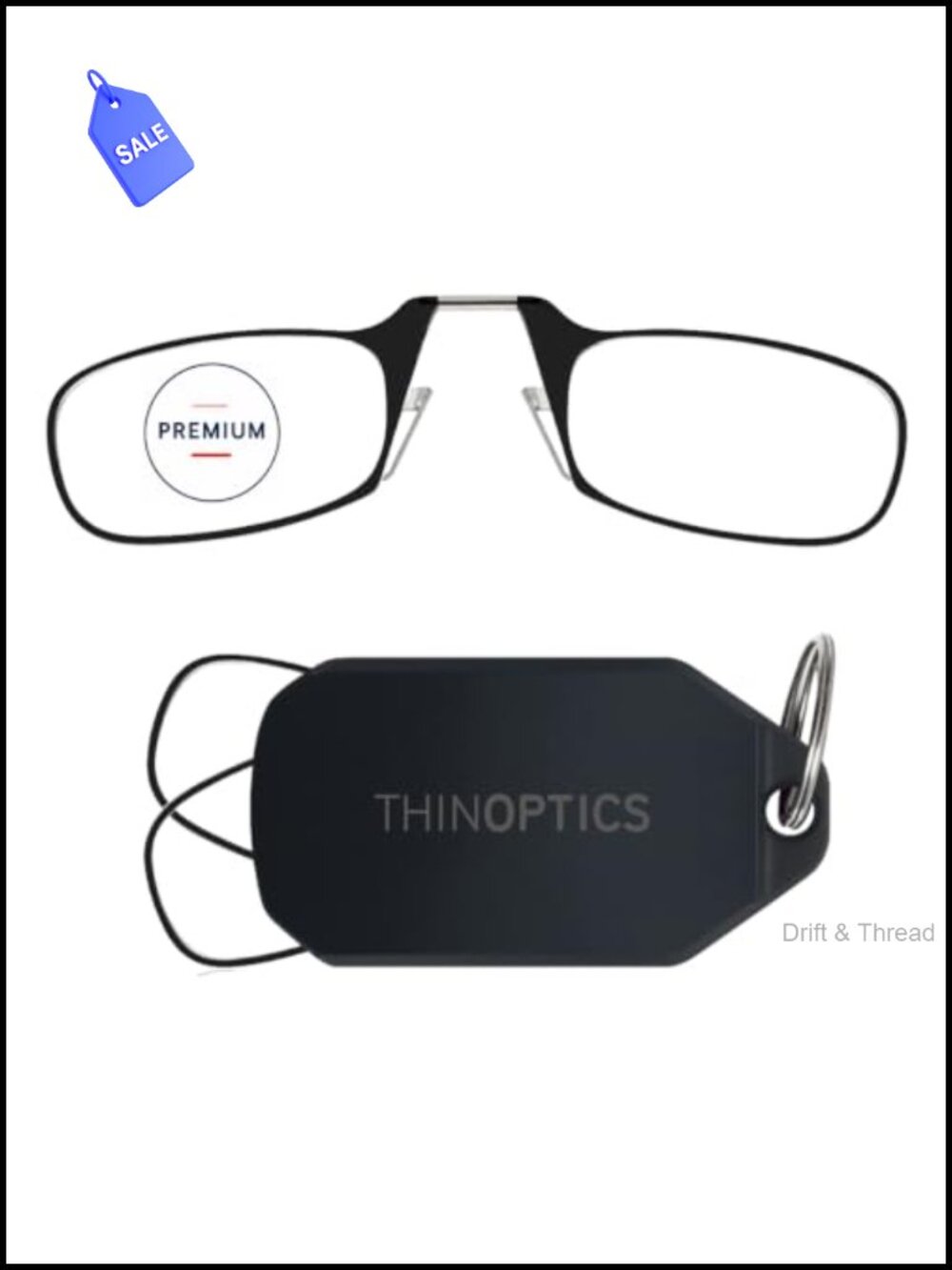 Premium Anti-Scratch Reading Glasses with Keychain Case Armless Rimless